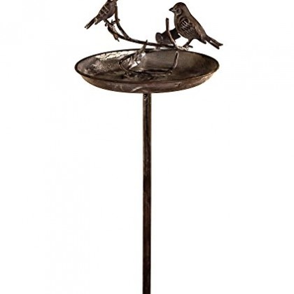 East2eden Brown Metal Free Standing Bird Bath Birdbath Wild Birds